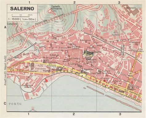 C3845 SALERNO PIANTA della città Mappa epoca Vintage map EUR 6 90