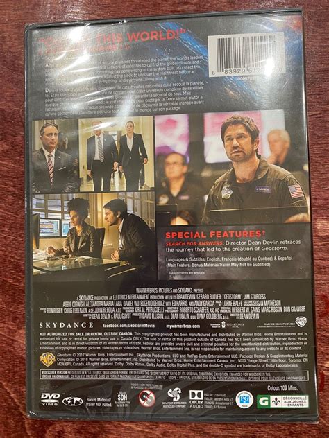 Geostorm Dvd Gerard Butler Jim Sturgess Abbie Cornish Alexandra Maria