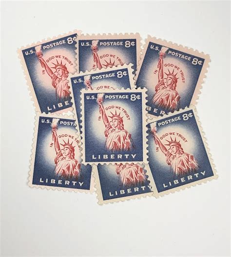 Statue Of Liberty Stamps 10 Unused Vintage Postage Stamps Etsy