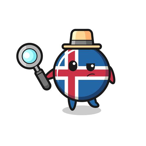 iceland flag detective character is analyzing a case 6777174 Vector Art