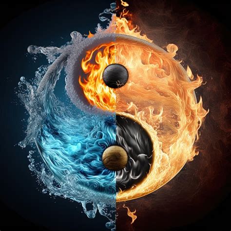 Yin And Yang Made Of Fire And Water Symbol Of Harmony Stock Image