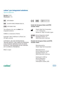 Roche Cobas Pro Sample Buffer Unit Reference Guide User Guide