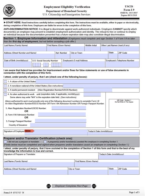 Printable I 9 Forms