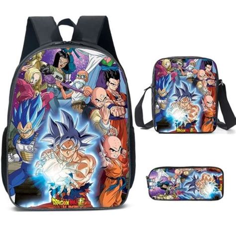 3 en 1 Dragon Ball 3D Manga Sac a Dos Super Saiyan Son Goku Imprimé