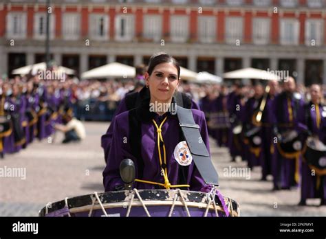 Several Women Play While Participating In A Tamborrada Ma A In The