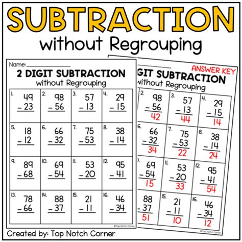 2 Two Digit Subtraction Without Regrouping Worksheets Made By Worksheets Library