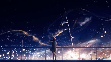 Hd Wallpaper Anime Anime Girls Stars Night Night Sky Wallpaper Flare