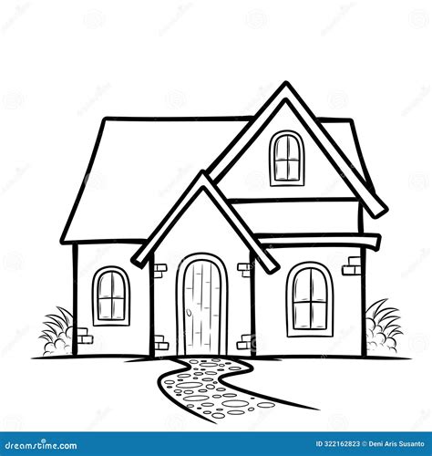 Illustration of a Small House Coloring Page Stock Illustration ...