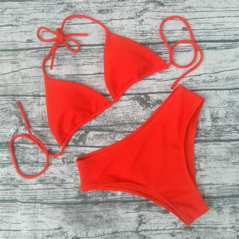 Solid Color Bandage Basiced Bikini Piece High Waist Swimsuit Shopee Philippines