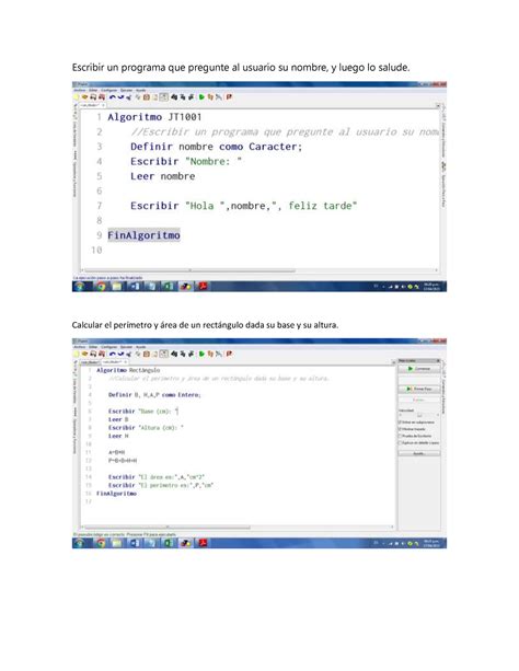 Ejemplos Algoritmo Escribir Un Programa Que Pregunte Al Usuario Su