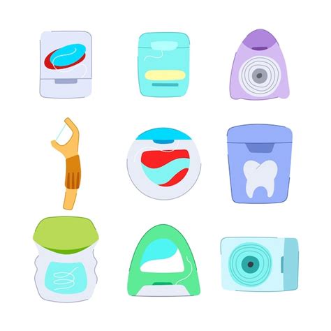 Premium Vector Dental Floss Set Cartoon Tooth Health Clean Oral Ing