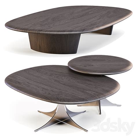 Minotti Anish Wood Coffee And Side Tables Table D Model