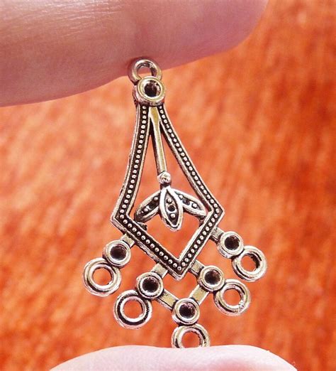 2 6x Flower Rhombus Charm 5 Hole Earring Connectors Antique Etsy