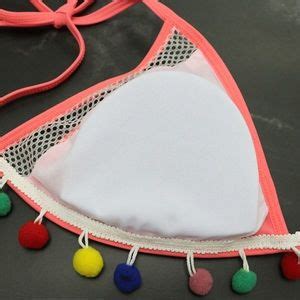 Swim Pink Pom Pom Tassel Trim High Waisted Bikini Poshmark