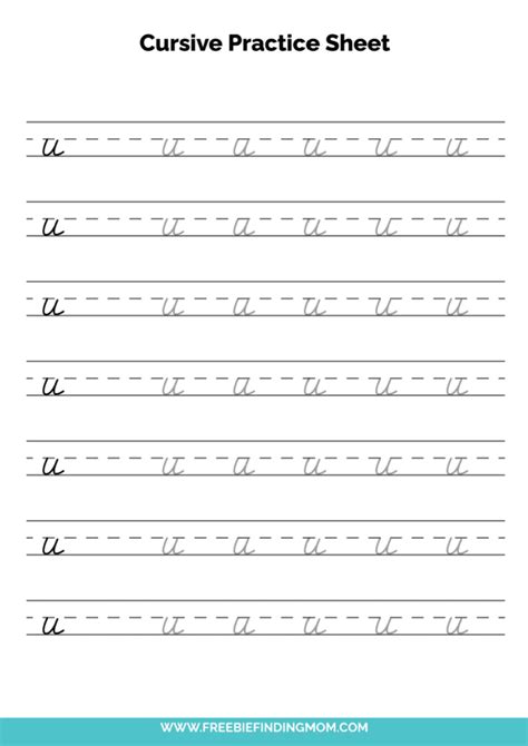 Free Printable Cursive Alphabet Practice Sheets: Lowercase U