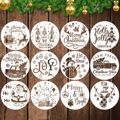 Amazon Pcs Christmas Stencils Round Large Christmas