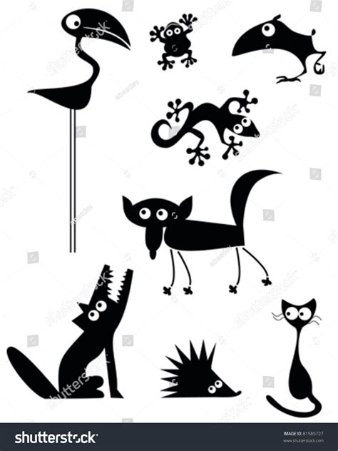 Set Funny Vector Cartoon Animals Stock Vector (Royalty Free) 81585727 | Shutterstock