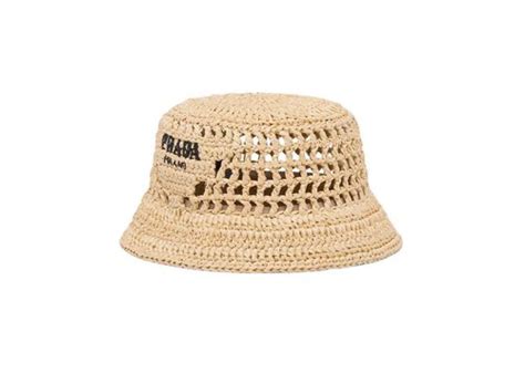 Prada Raffia Bucket Hat Natural Solesense