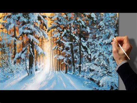 Acrylic Landscape Painting In Time Lapse Winter Forest Easy Art