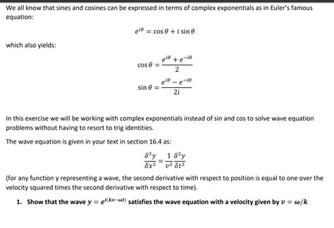 Solved We All Know That Sines And Cosines Can Be Expressed Chegg