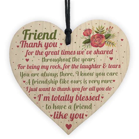 Thank You Best Friend Heart Wooden Plaque Friend Birthday Christmas