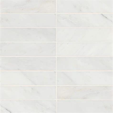 Bedrosians Monet Rectangle 2 In X 8 In Honed Oriental White Marble