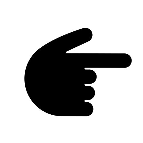 Backhand index pointing right glyph icon. Silhouette symbol. Turn right
