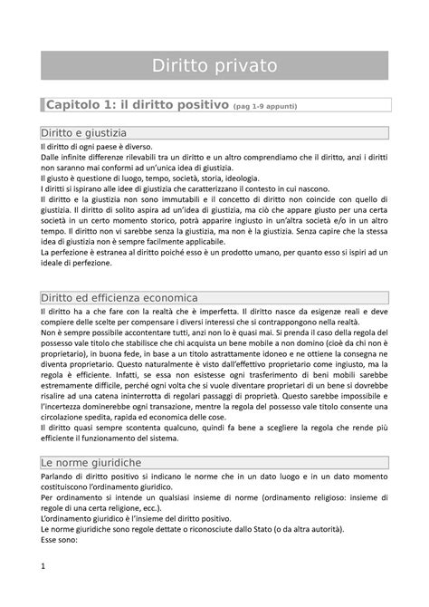 Riassunto Diritto Privato Diritto Privato Capitolo 1 Il Diritto