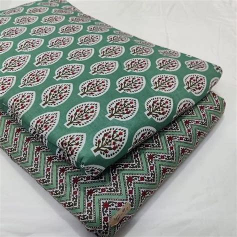 Green Hand Block Printed Cotton Fabric At Rs Meter Printed Cotton