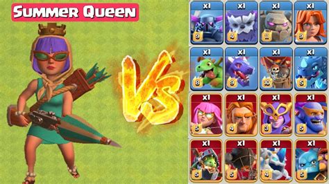 Summer Queen Vs All Troops And Heroes Clash Of Clans New Archer