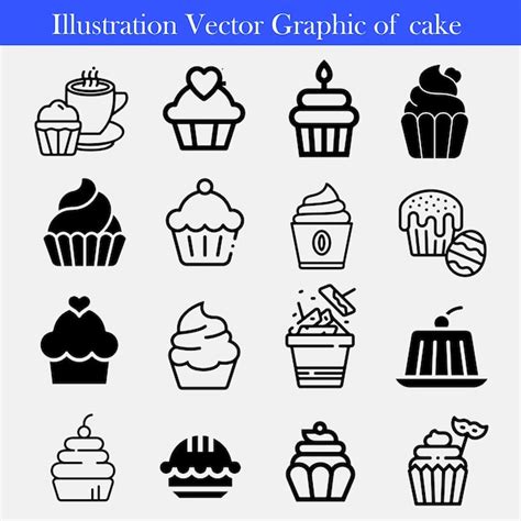 Set De Cones De Bolo Vector De Torta Padaria Cupcakes Icones De