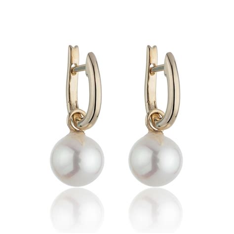 9ct Yellow Gold Freshwater Pearl Drop Earrings