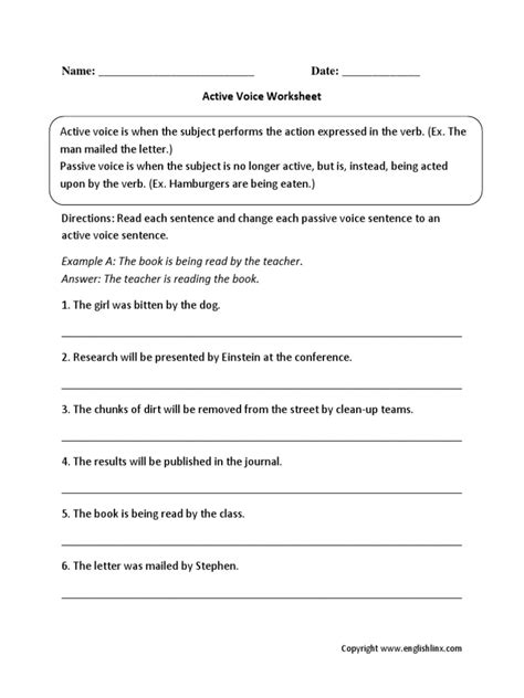 Active Voice Worksheet | PDF