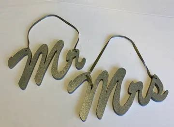 Chair Set Sign Mr Mrs Silver Glitter Hanging Sbl Rentals