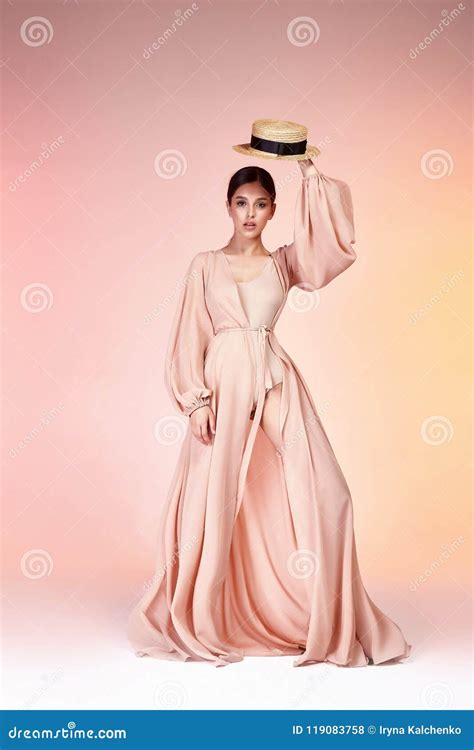 Brunette Hair Woman Beautiful Face Skinny Body Shape Tan Sk Stock Photo Image Of Accessories