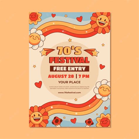 Premium Vector | Flat design 70s style poster template