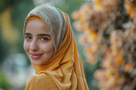 Premium Photo Beautiful Muslim Woman In Hijab Smiling Confidently