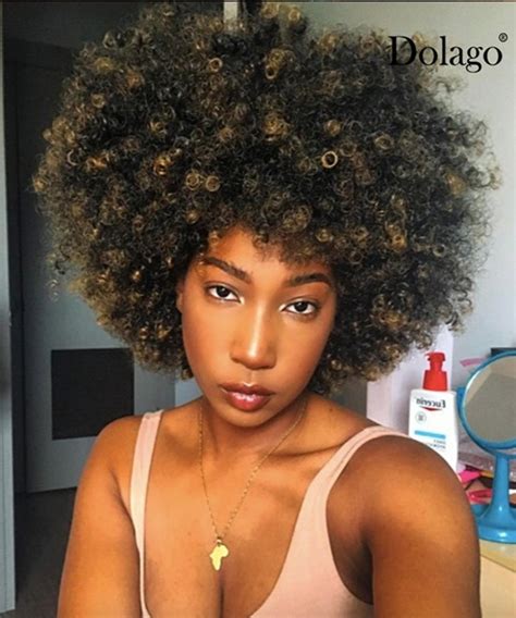 Dolago Afro Kinky Curly Coily Pixie Cut Human Hair Machine Wigs For