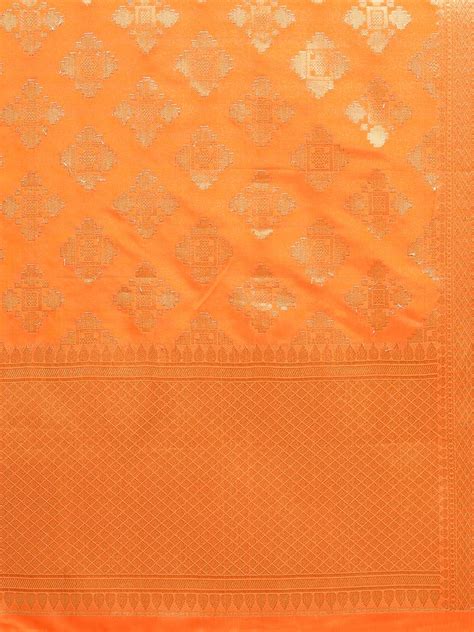 Orange Color Poly Silk Banarasi Womens Dupatta Satrani Fashion 2718568