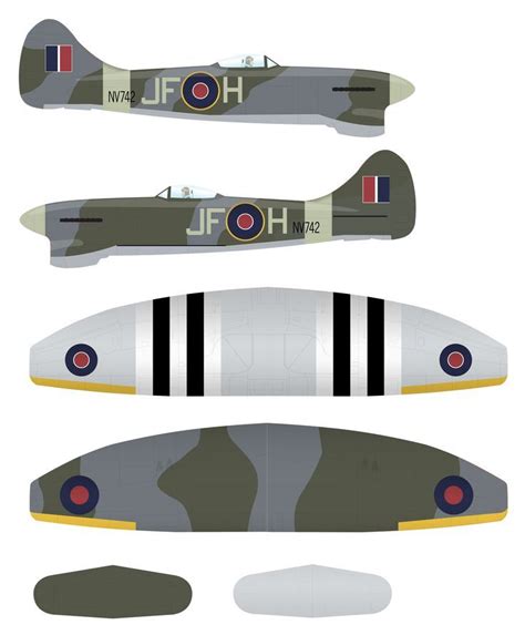 Paper Model Airplane Template D Wwii Uk Hawker Tempest Ww Planes