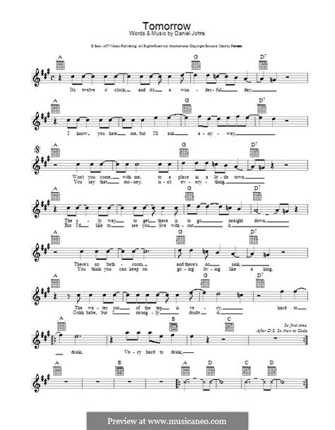 Tomorrow (Silverchair) by D. Johns - sheet music on MusicaNeo