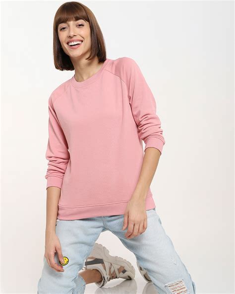 Buy Dusty Pink Plus Size Solid Sweatshirt For Women Pink Online At Bewakoof