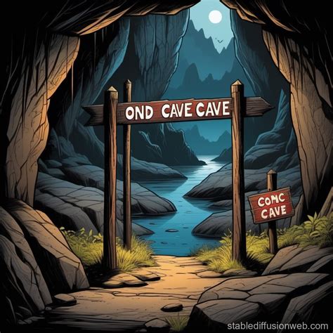 Wooden Signs At Cave Entrance Stable Diffusion Online