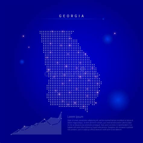 Georgia Mapa Iluminado Con Puntos Brillantes Fondo De Espacio Azul