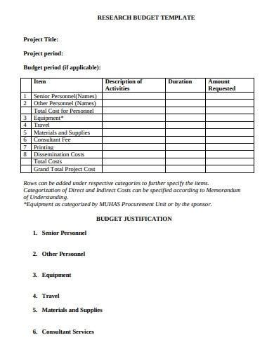 Free Research Budget Proposal Samples Templates In Pdf Ms Word