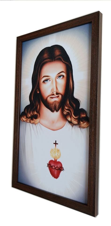 Sparkle Finish Digital Print Synthetic Wood Sacred Heart Of Jesus