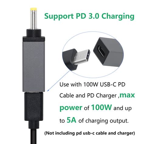 Cerrxian 100w Pd Usb Type C Female Input To Dc 4 0mm X 1 7mm Power Charging Adapter 100w 4017a