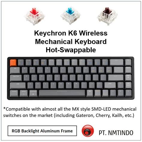 Jual Keychron K6 Hot Swappable RGB Backlight Aluminum Frame Wired Wireless Mechanical Keyboard