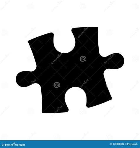 Single Piece of Jigsaw Puzzle. Simple Flat Black Vector Silhouette ...