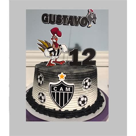 Topo De Bolo Personalizado Atlético Mineiro Galo 1 3d camadinhas